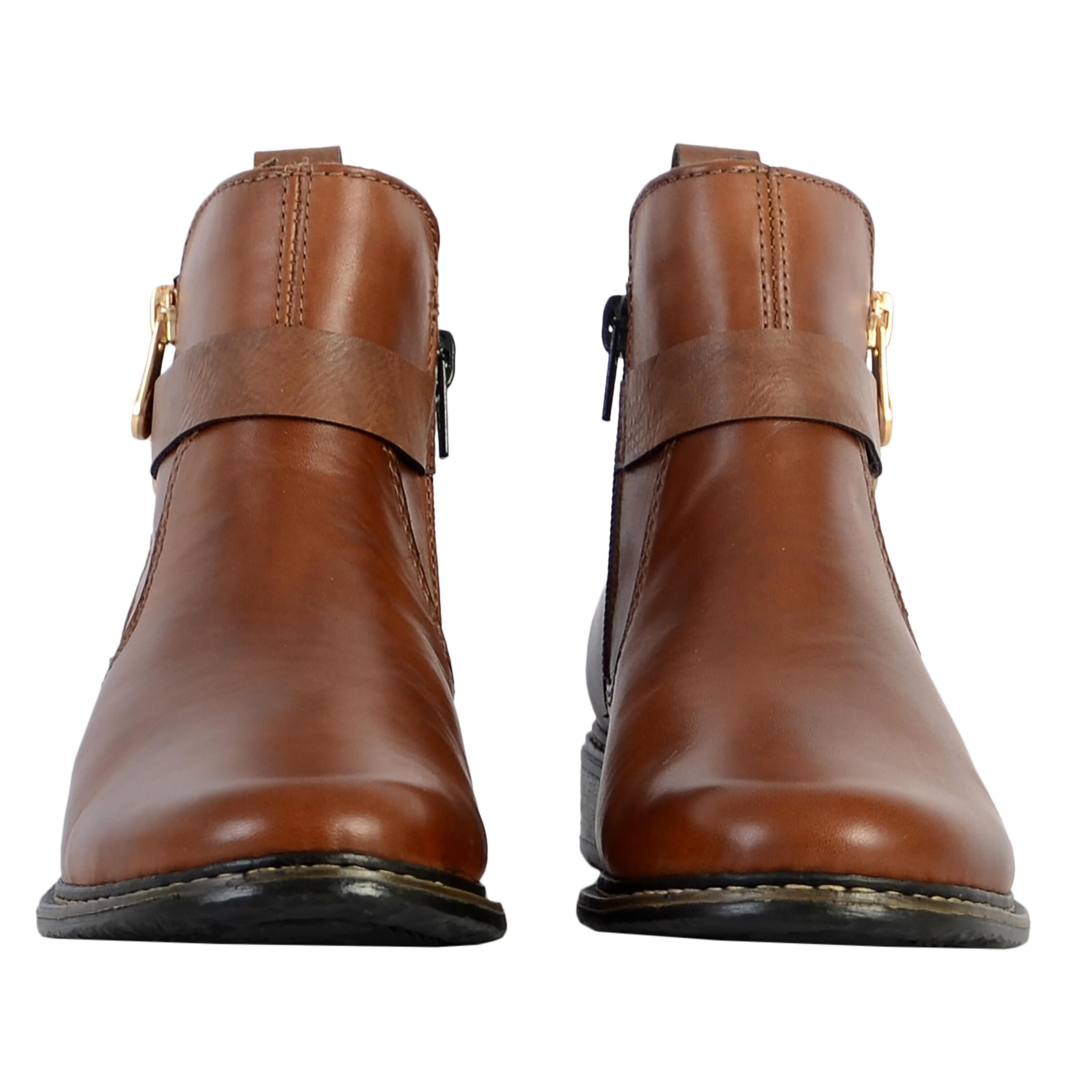 Womens Leather Boots Leisure Ankle Zip Z4959-22 5/5
