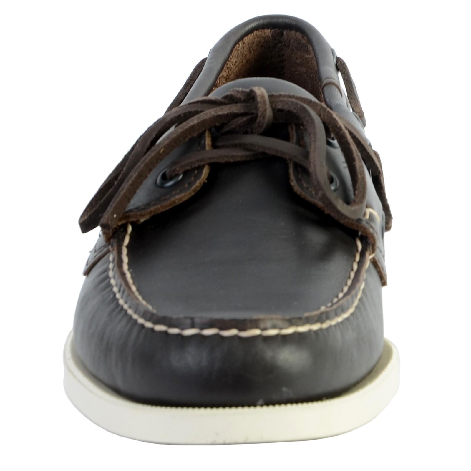 Sapato de barco masculino DOCKSIDES Portland couro marrom escuro 4/6