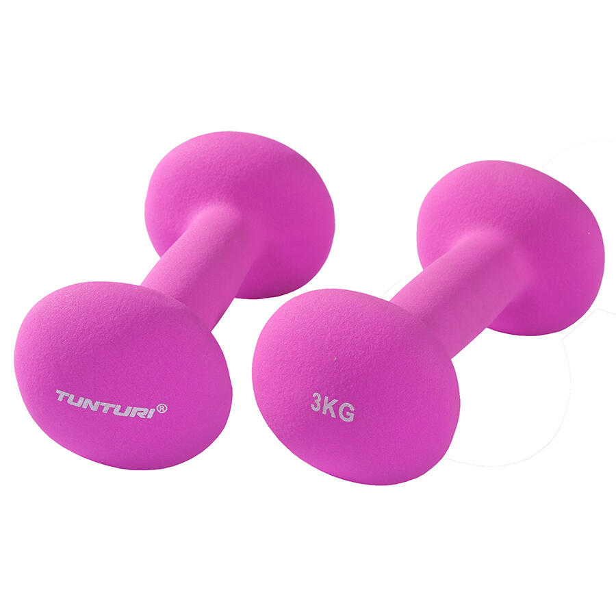 TUNTURI Neopreen Dumbbells 3,0kg - Purple - Pair