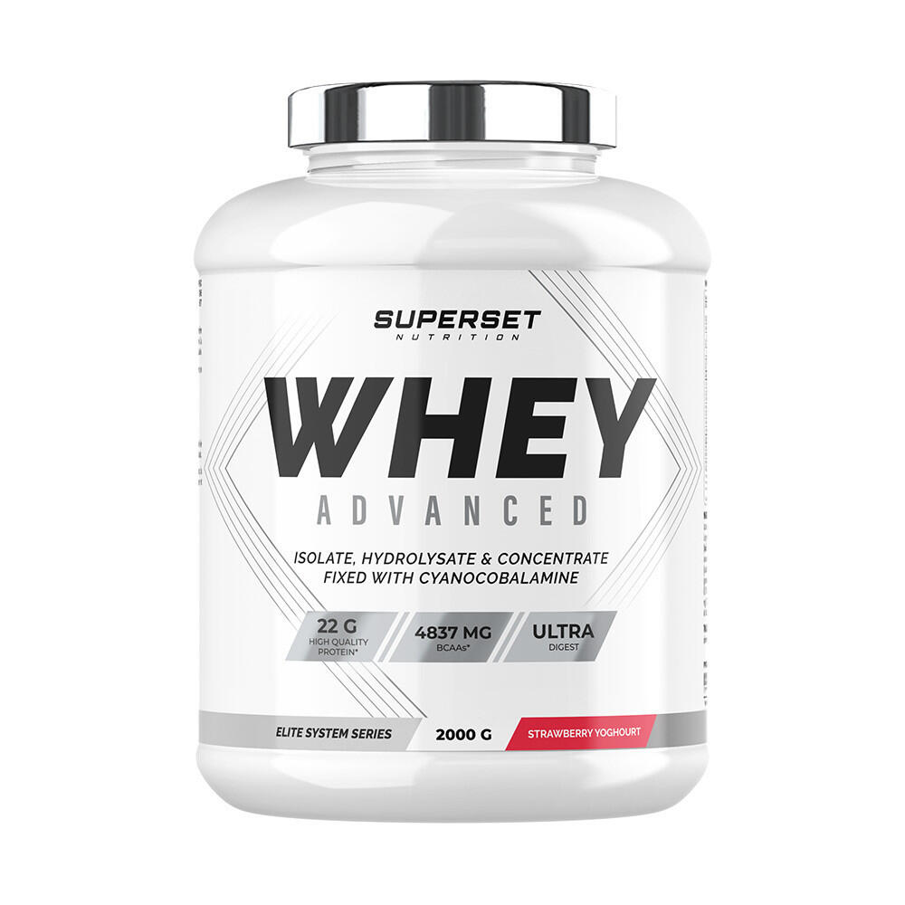 SUPERSET NUTRITION Proteine Whey - 100% Proteine Di Grano Avanzate (2 Kg) - Yogurt Alla Fragola