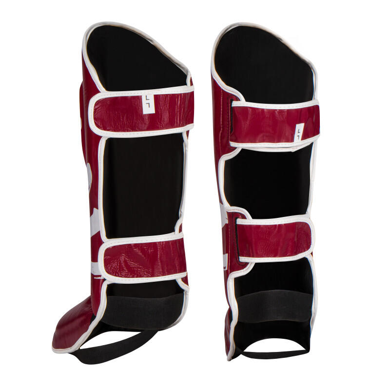 Protège-tibias GLADTS Gladion en cuir – Taille M, Bordeaux/Blanc 3/7