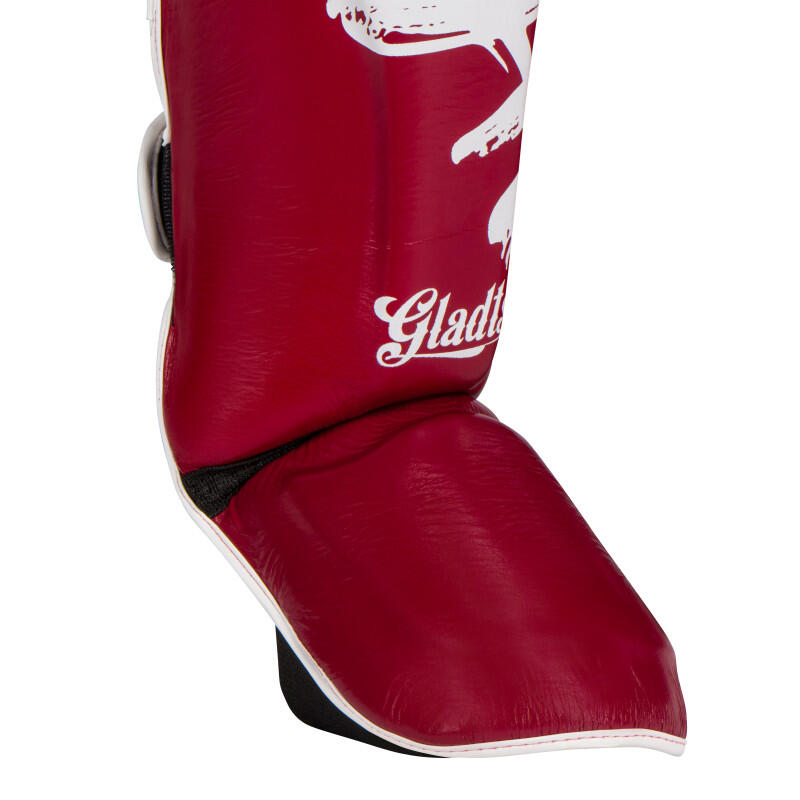 Protège-tibias GLADTS Gladion en cuir – Taille M, Bordeaux/Blanc 6/7
