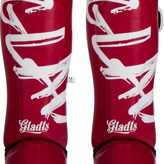 GLADTS Gladion Shin Guards - size L - Genuine leather - Bordeaux/White