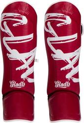 GLADTS Gladion Protège-tibias Cuir – Taille L – Bordeaux/Blanc
