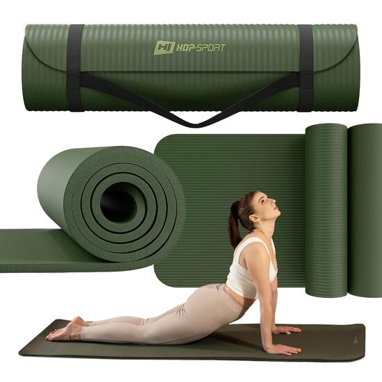 Tapis de fitness 1 cm Pilates Yoga et Gymnastique 190x60cm Hop-Sport Vert foncé