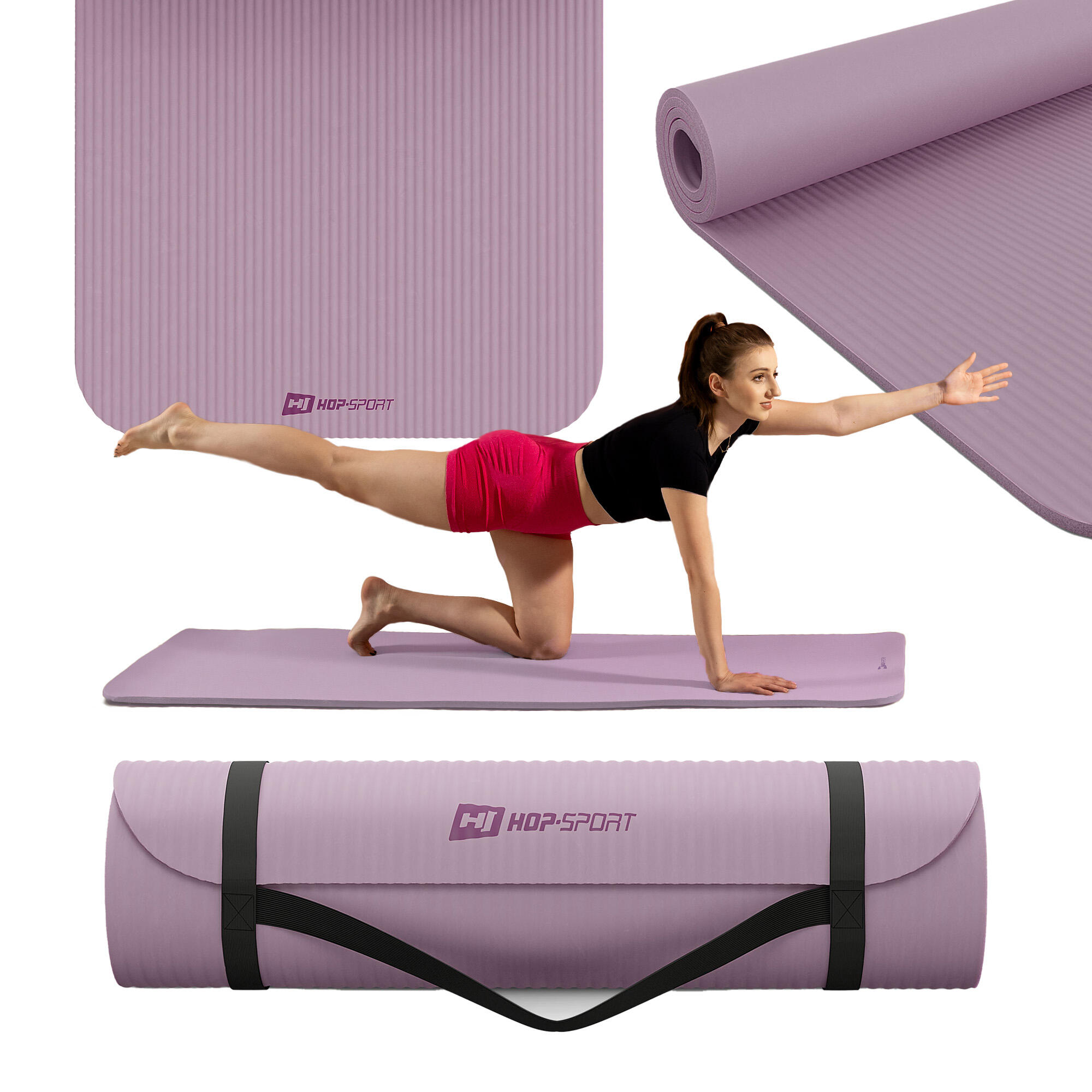 Hop-sport - Tapis De Fitness Nbr 1,5cm - 190x60cm, Antidérapant - Tapis De Sol (mousse) - Violet - 190 Cm - Decathlon