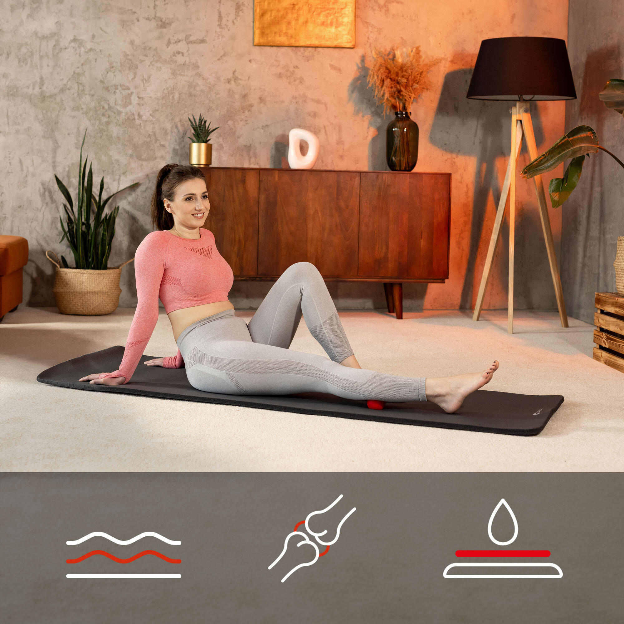 Mata fitness NBR 2cm - czarna - 190x60cm 3/7