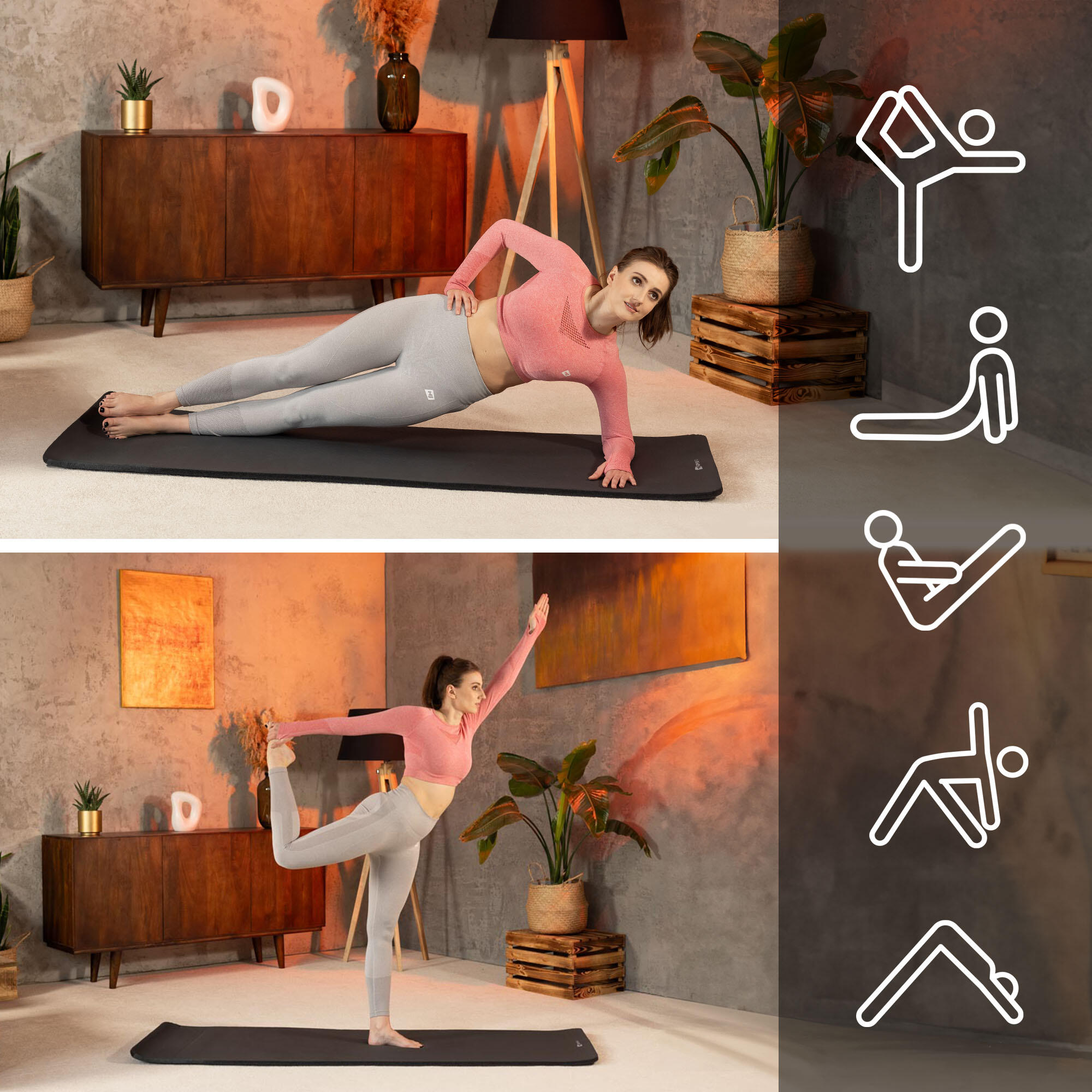 Mata fitness NBR 2cm - czarna - 190x60cm 5/7