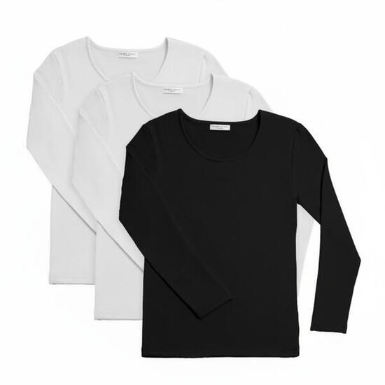 Pack 3 Camisetas Térmicas Hombre Manga Larga Cuello Redondo