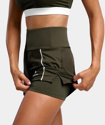 Dames tennis/padel elegance short olijf