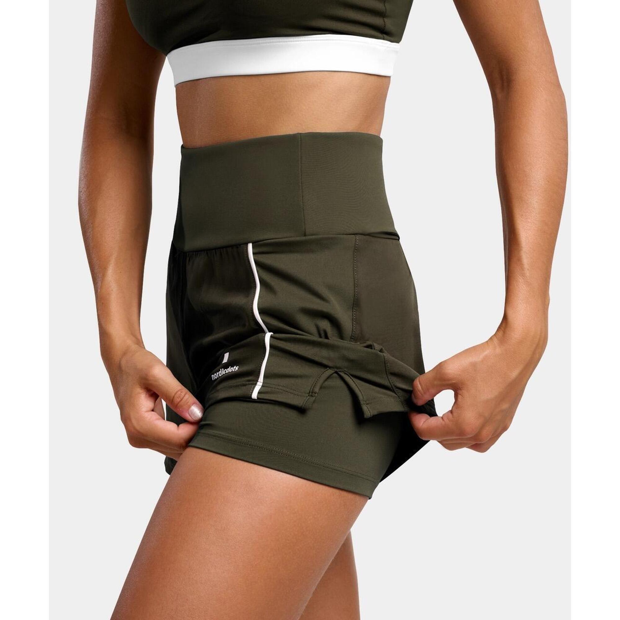 Nordicdots - Femmes Tennis/padel Short Élégance Olive - Short - Vert - Decathlon
