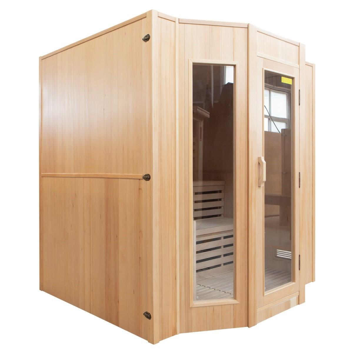 Sauna traditionnel Zen 6 places en épicéa du Canada, poêle et accessoires inclus 6/7