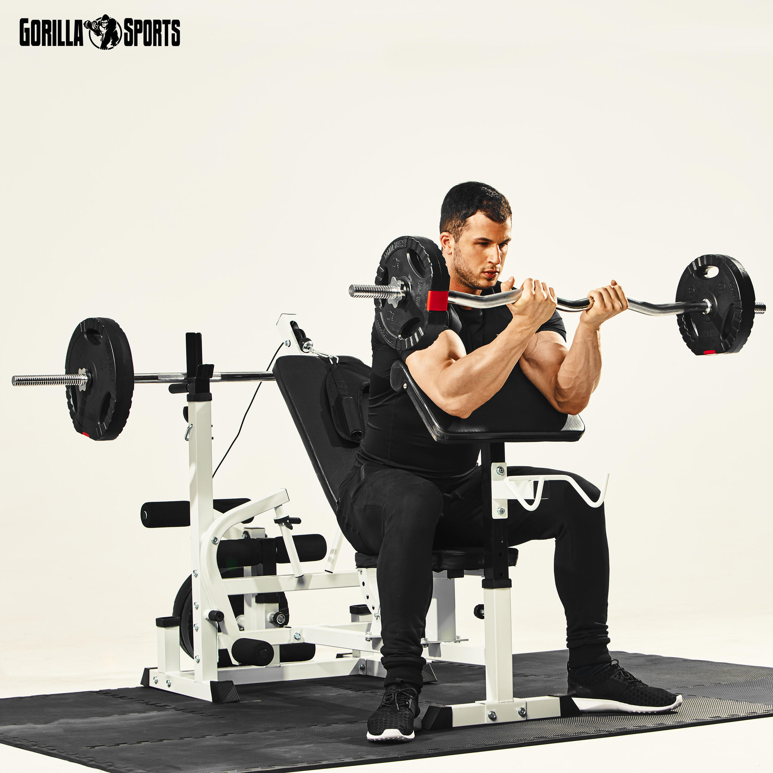 Banc de Musculation - Multifonction, Set Haltères 100kg, Banc d'Haltérophilie 3/7