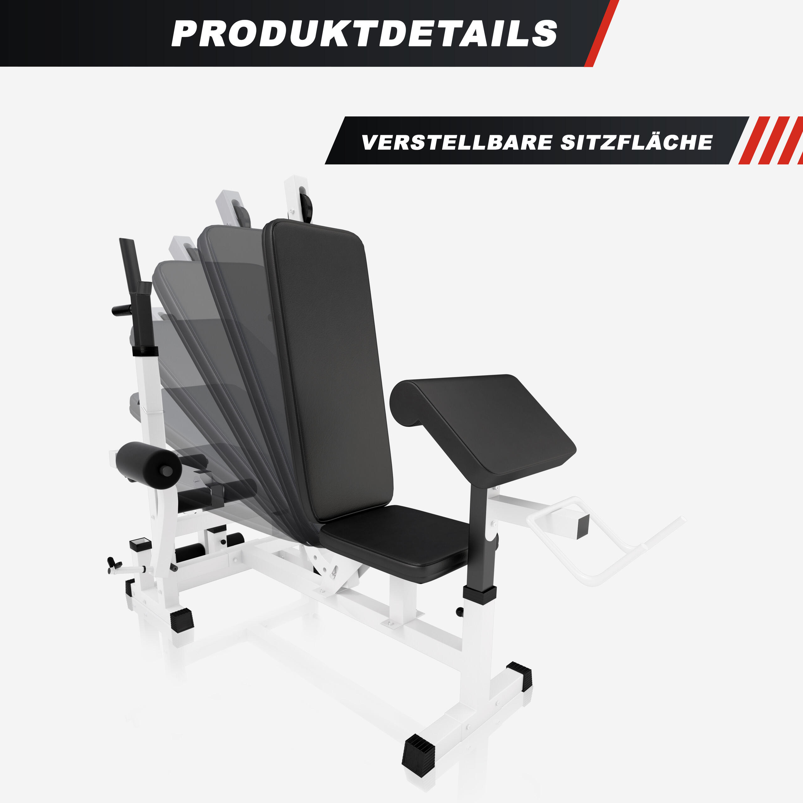 Banc de Musculation - Multifonction, Set Haltères 100kg, Banc d'Haltérophilie 5/7