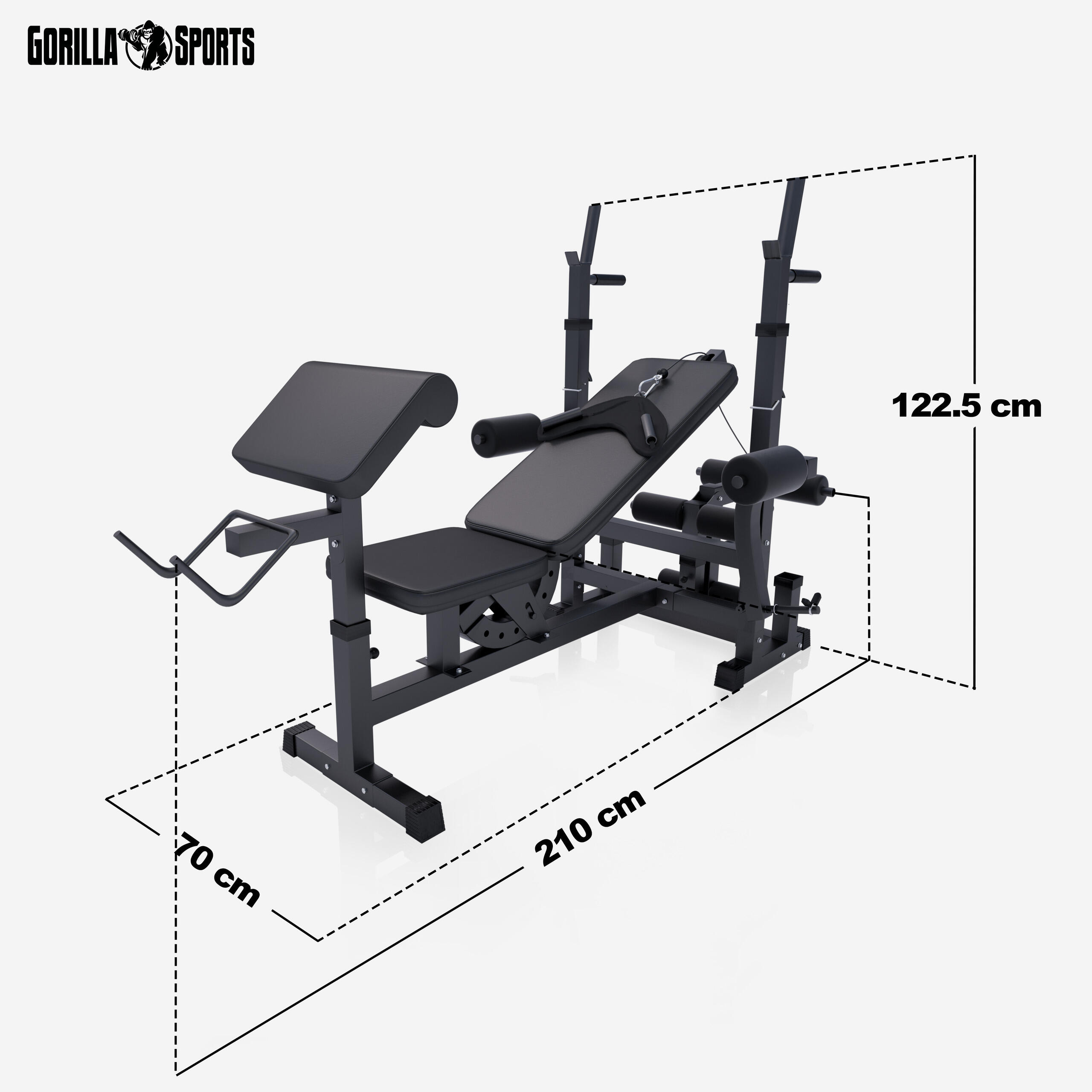 Kraftstation - inkl. 100kg Hantelset, Multifunktion Trainingsbank mit Gewichten 2/7