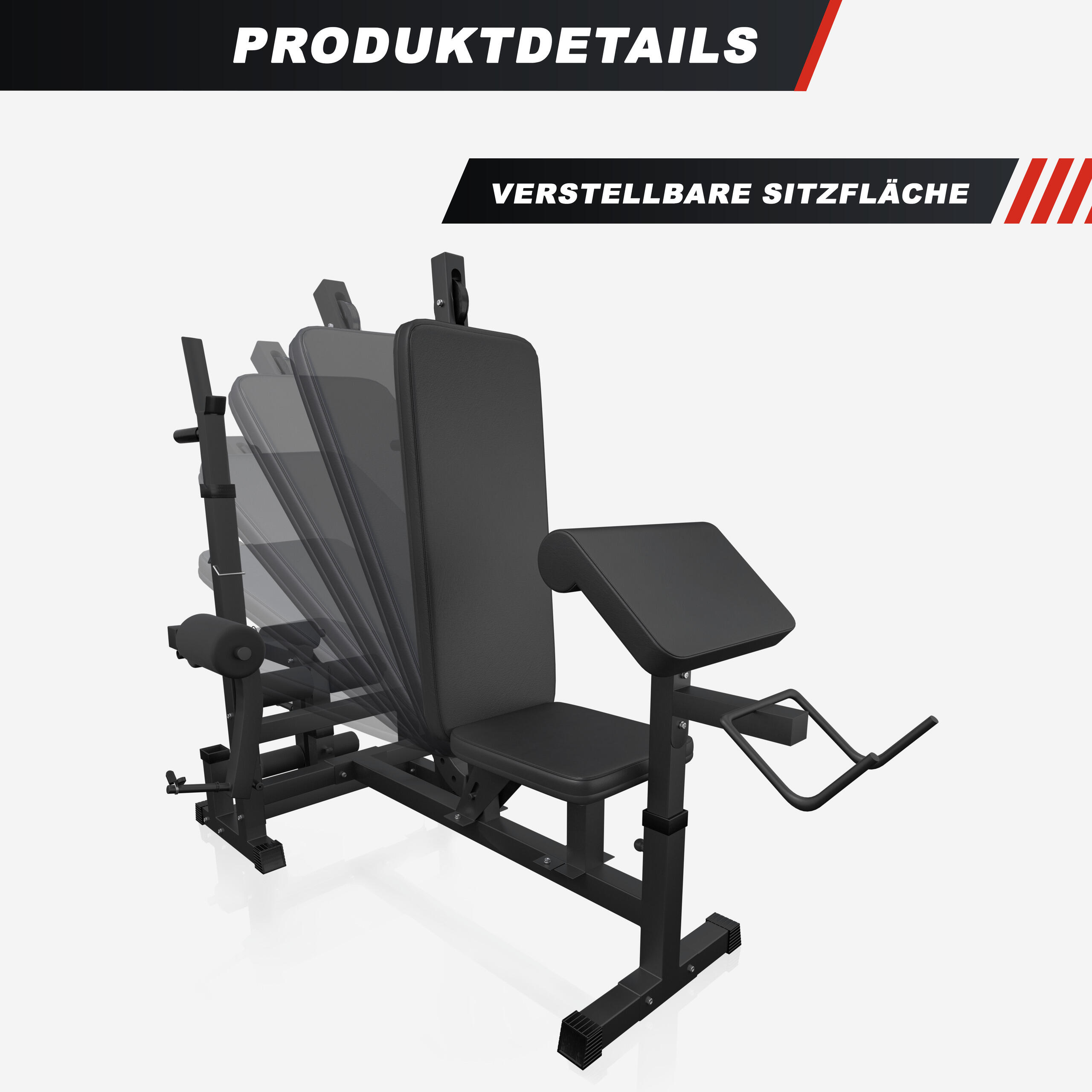 Kraftstation - inkl. 100kg Hantelset, Multifunktion Trainingsbank mit Gewichten 5/7