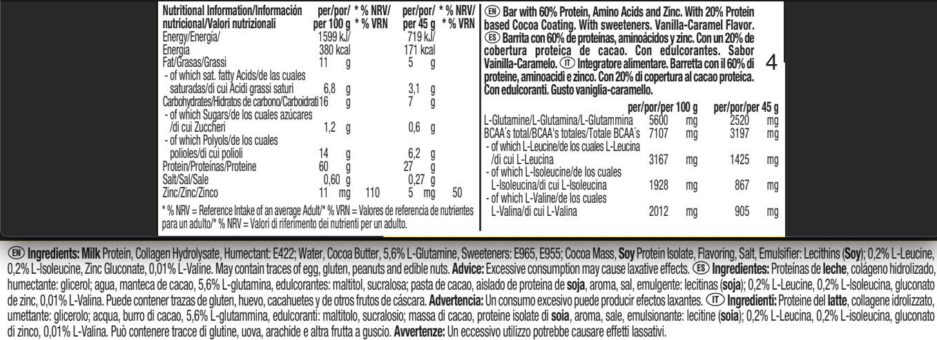 Barres protéinées - 60% Protein Bar - Caramel à la Vanille 3/7