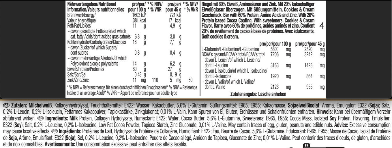 Barres protéinées - 60% Protein Bar - Biscuits et Crème 3/7