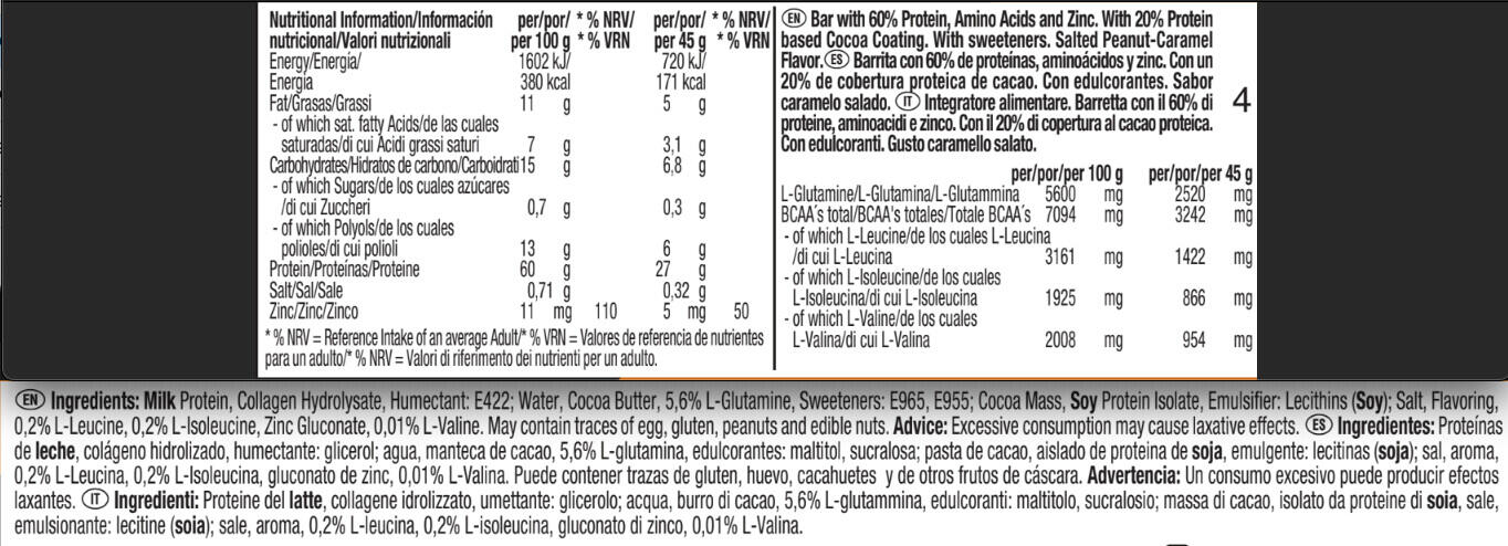 Barres protéinées - 60% Protein Bar - Caramel Salé aux Cacahuètes 3/7