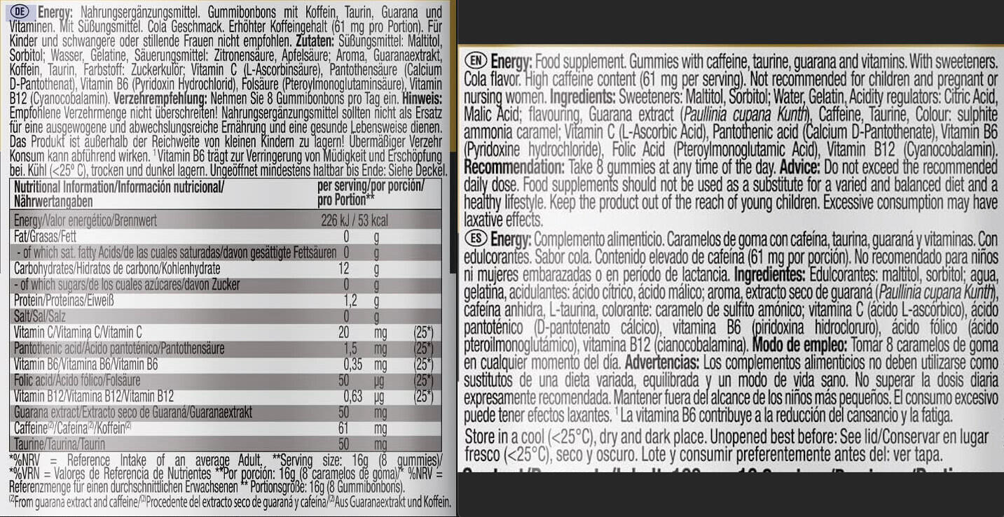 Formule de caféine - Energy Caffeine Gummies - Cola 3/7