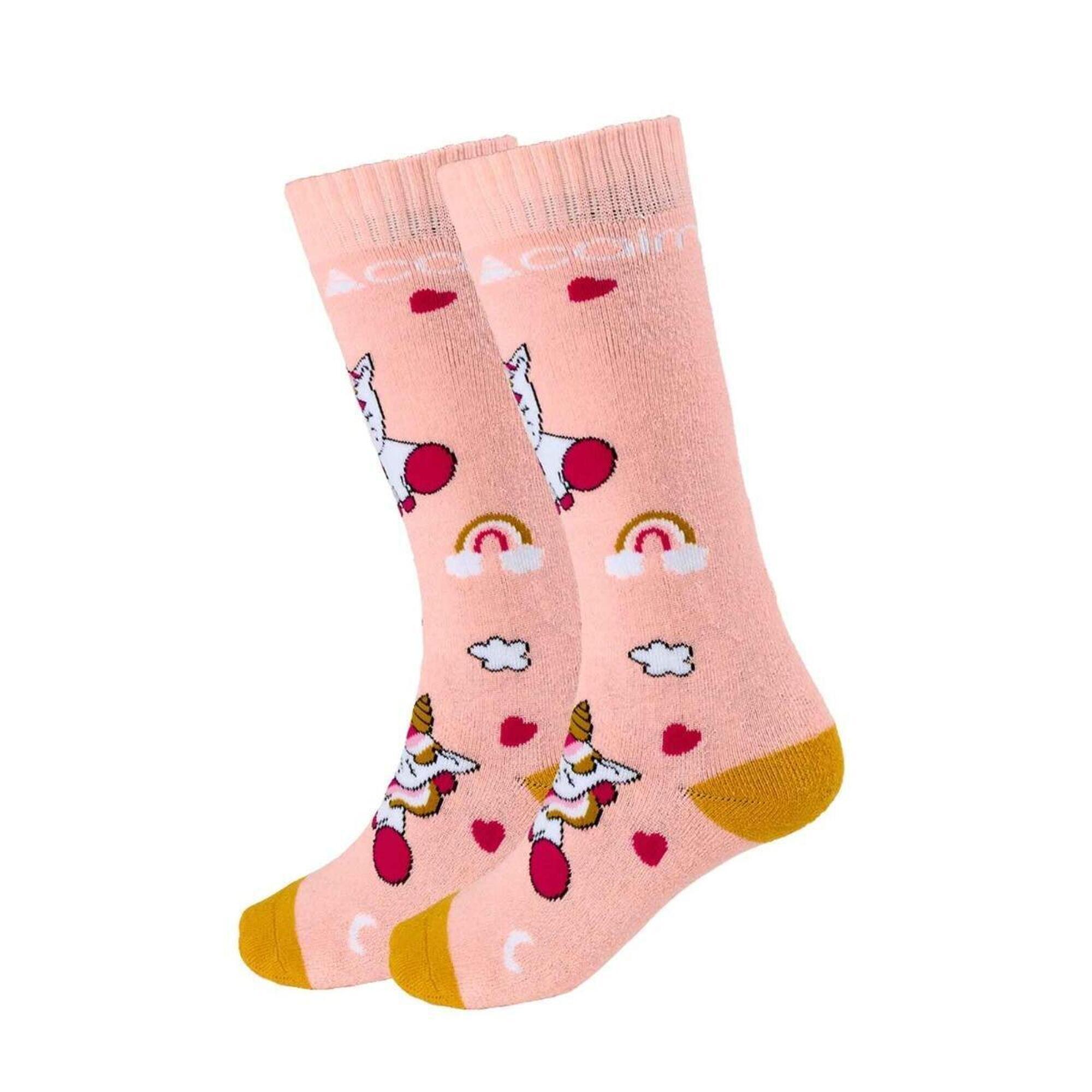 Cairn - Chaussettes De Ski Enfant - 2 Paires - Licorne - Chaussettes - Rose - Decathlon