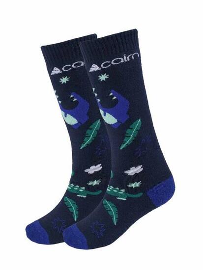 Chaussettes de ski pour enfants - 2 paires - Dinosaure ciel nocturne