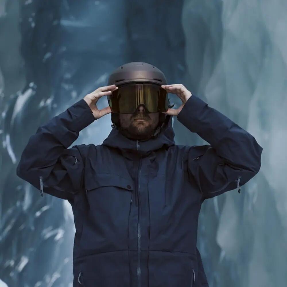 X-FUSION Unisex Visor Ski Helmet - Matte Black Tungsten/Photochromic Gold 3/4