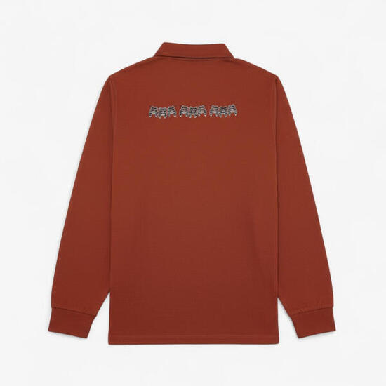 Maillot de rugby manches longues brodé rouge courge