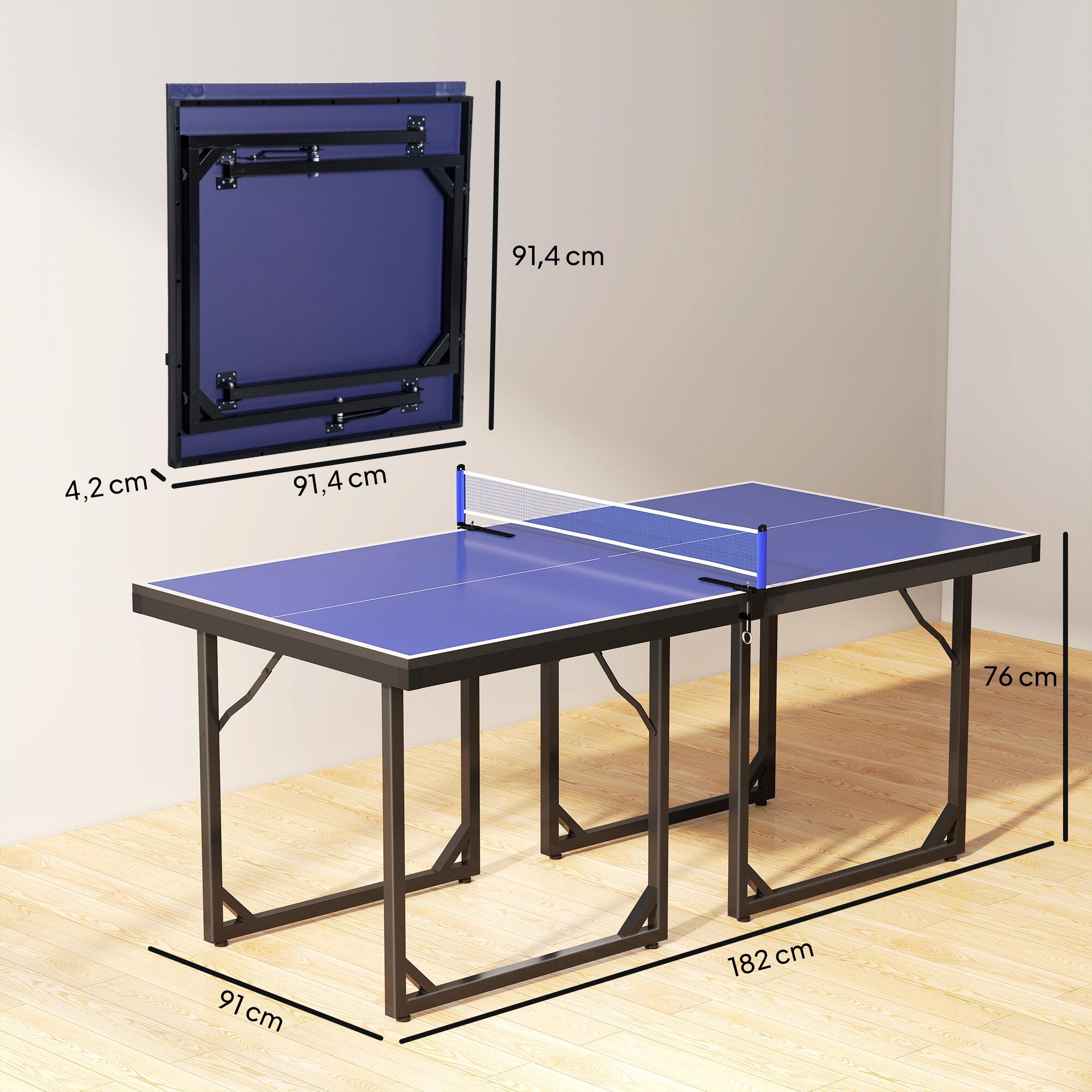 Mesa de ping pong 182x91x76 cm azul HOMCOM 3/7