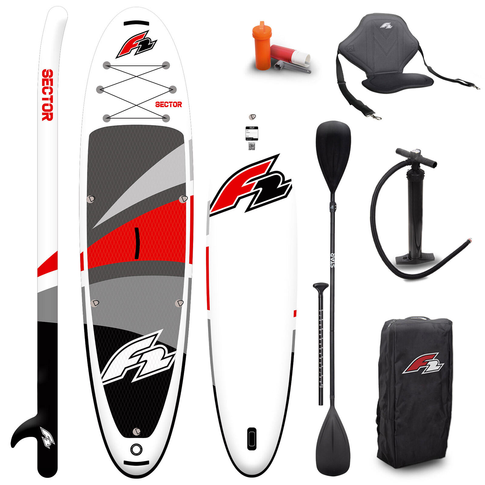 F2 Nafukovací paddleboard SUP F2 Sector Combo 10'5'' RED