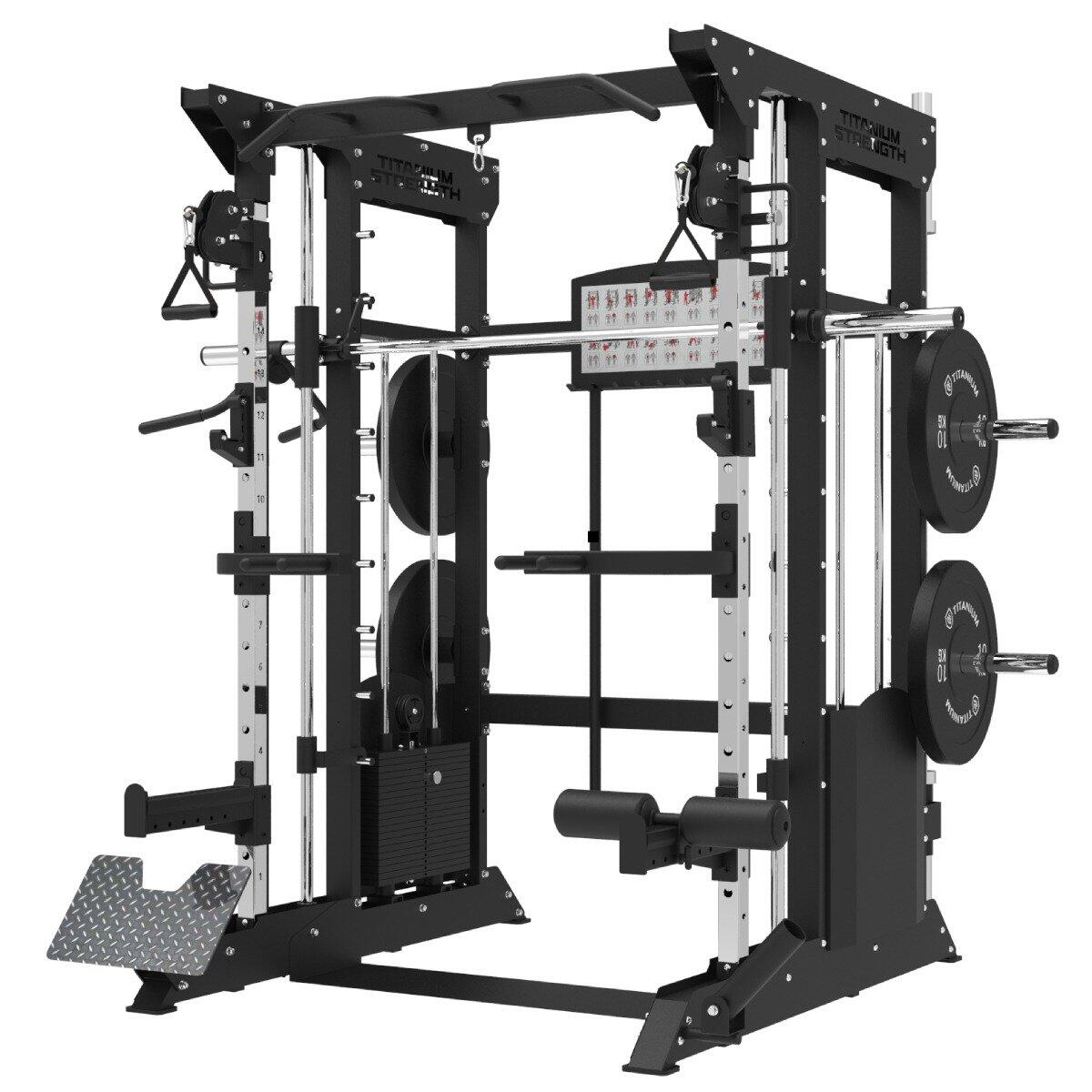 Titanium Strength - Multipower - Machine Smith Avec Double Poulie + Pile De Poids De 200 Kg Inclus - Appareil Multifonction - Noir - Taille Unique - Decathlon