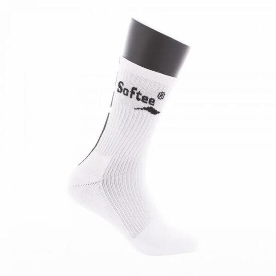 WHITE AND BLACK SOFTEE PREMIUM CREW SOCKS