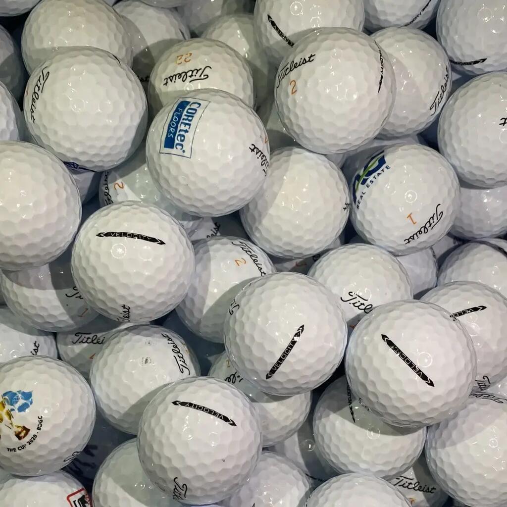 50 Used Titleist Velocity Golf Balls – Pearl White Quality