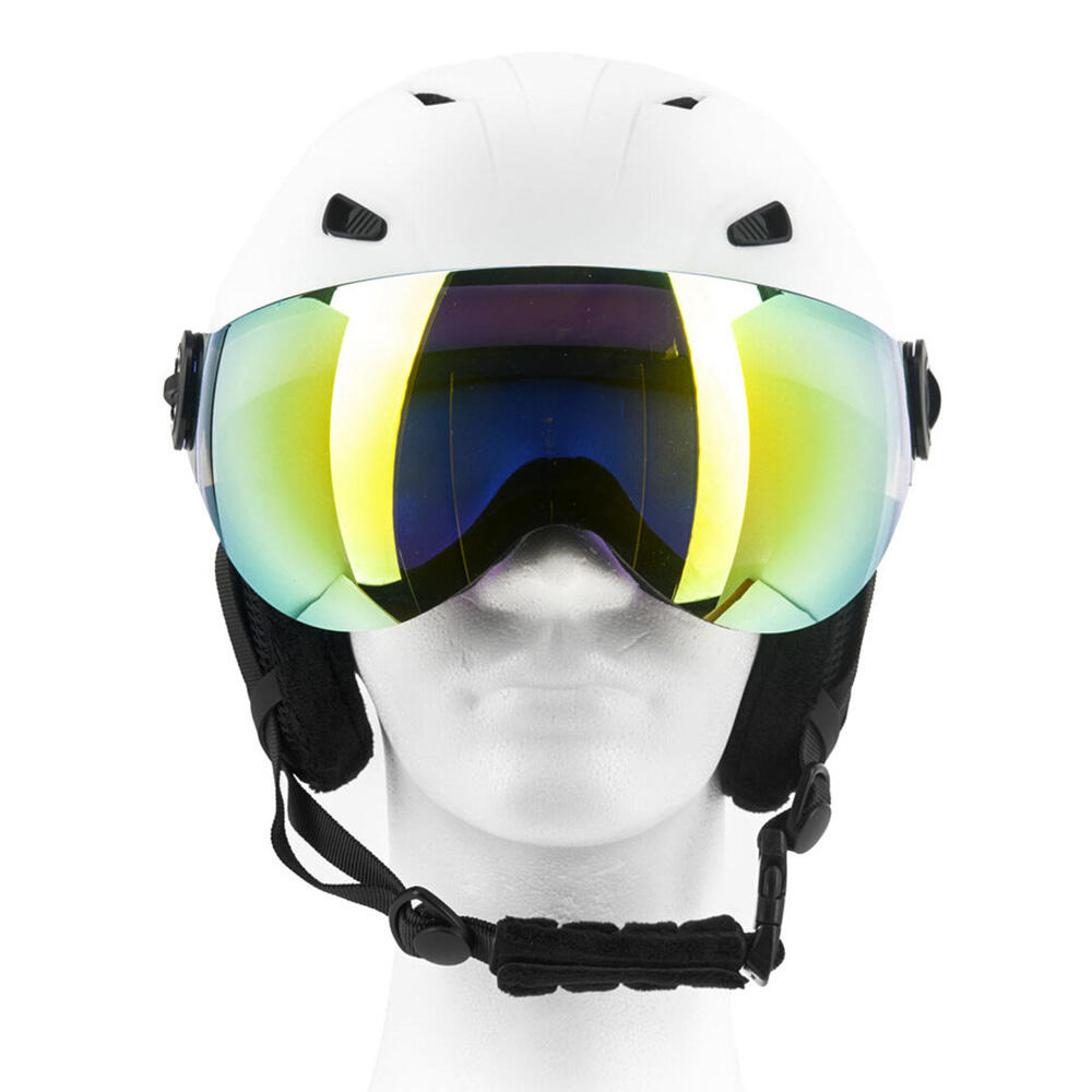 Vizorz Casque de ski - Blanc - Inclus visière orange et visière gris/or 5/7