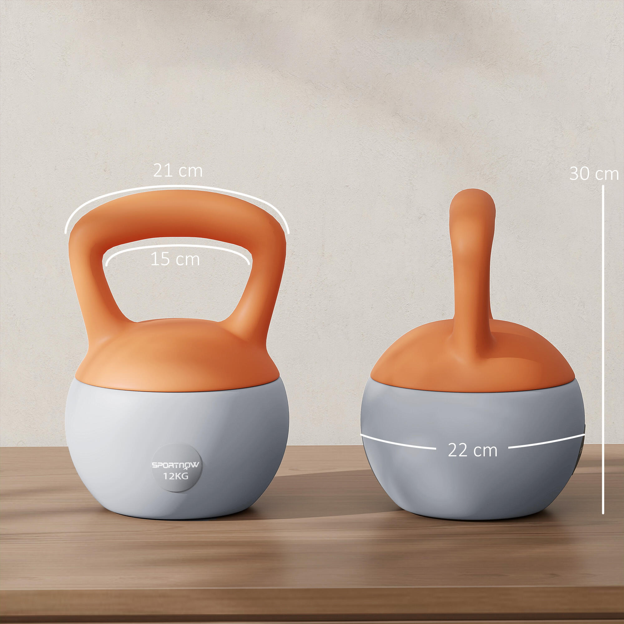 Kettlebell 12 kg ø21x30 cm laranja e cinza SPORTNOW 3/5