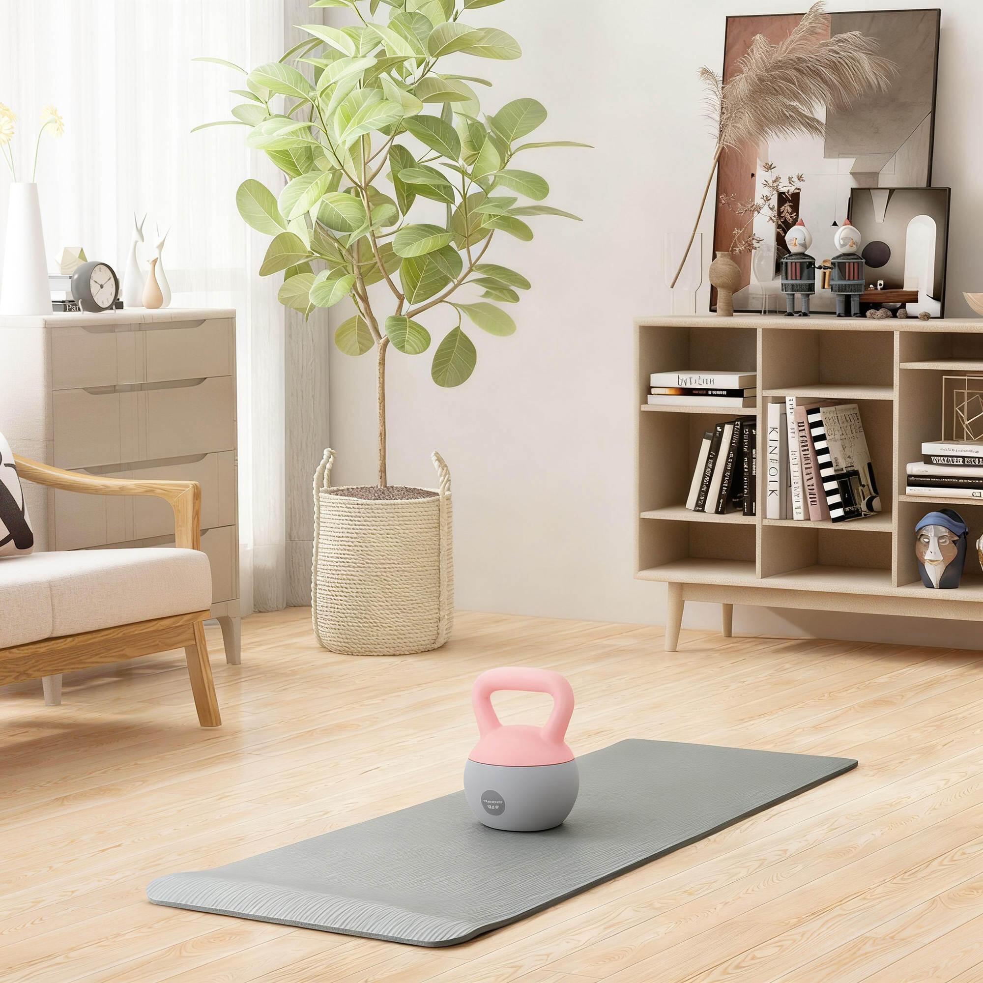 Kettlebell SPORTNOW 21x21x30 cm Rosa y Gris 2/5