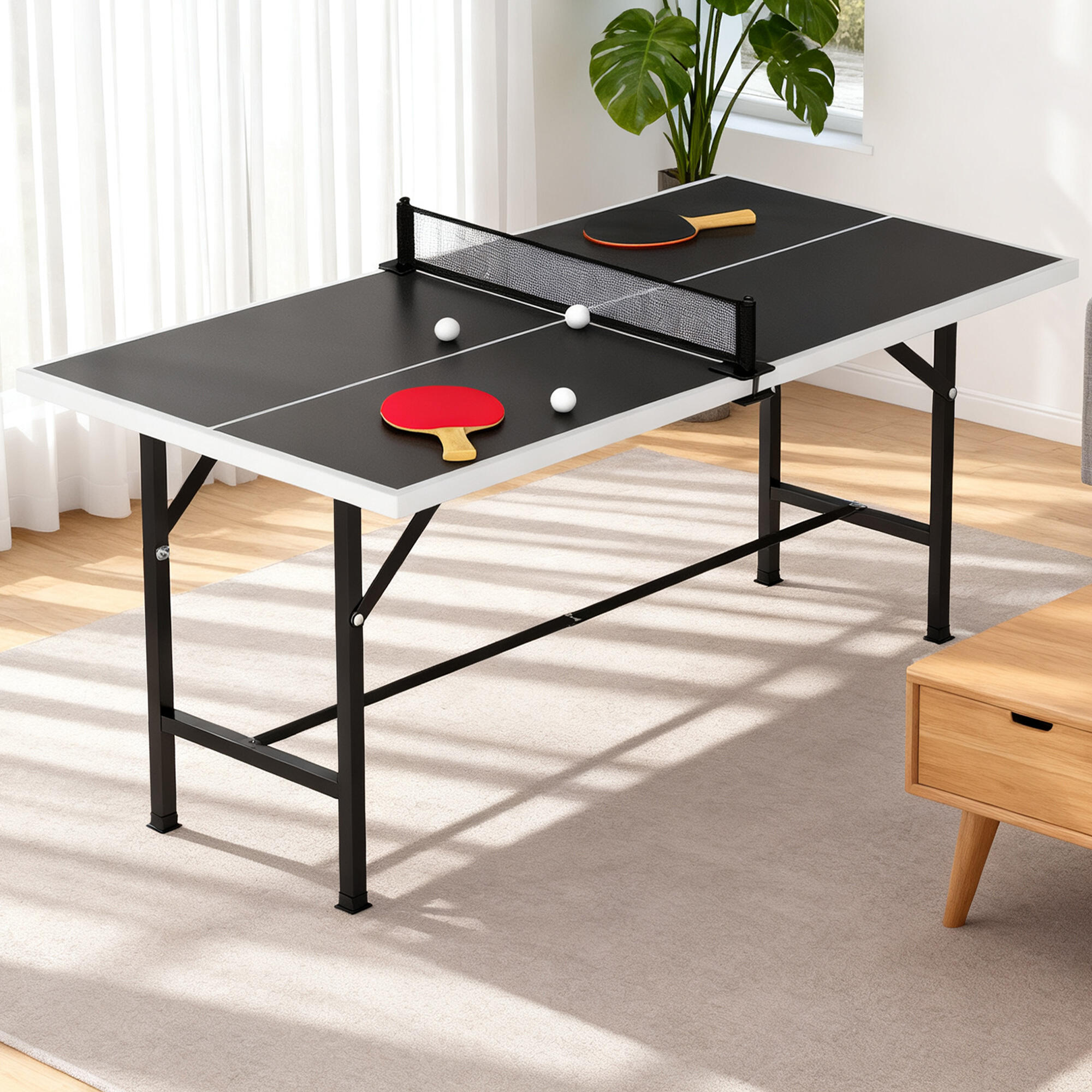 Mini Mesa Ping Pong 152x76x70 cm Preto SPORTNOW 4/5