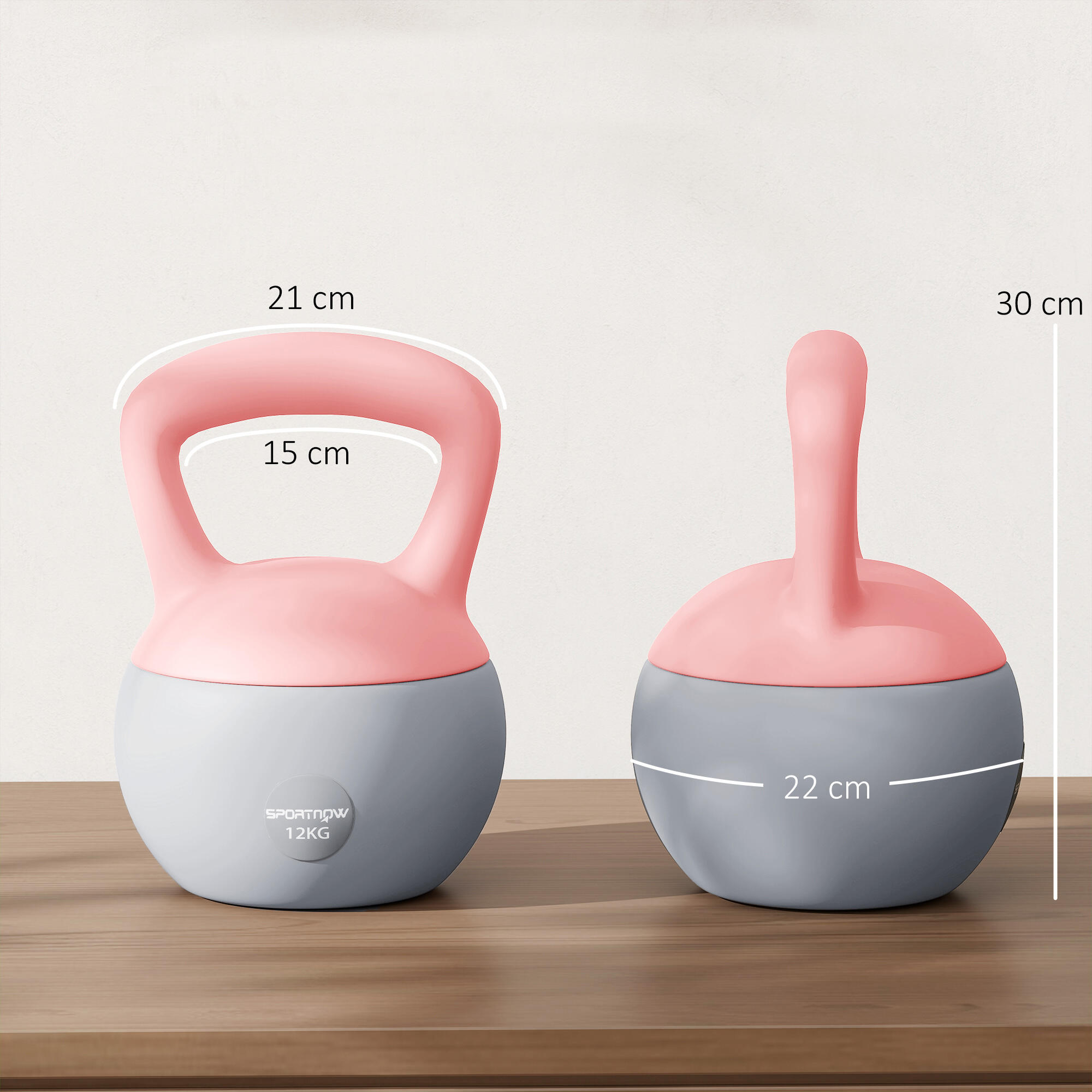 Kettlebell 12 kg ø21x30 cm rosa SPORTNOW 3/5