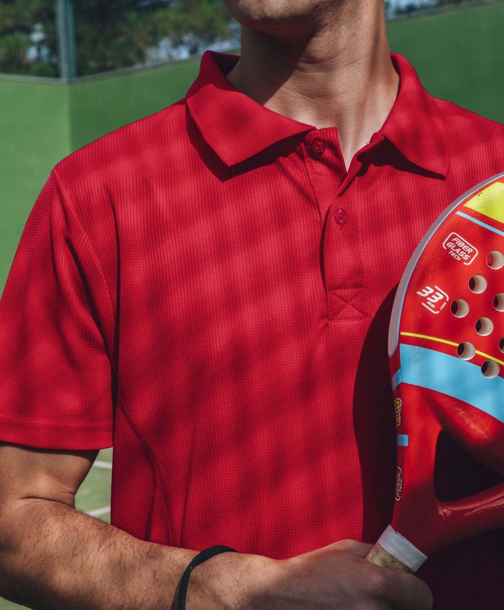 Polo de Homem da Padel Manga Curta Asioka ALTEA Vermelho 100% Poliéster 3/7