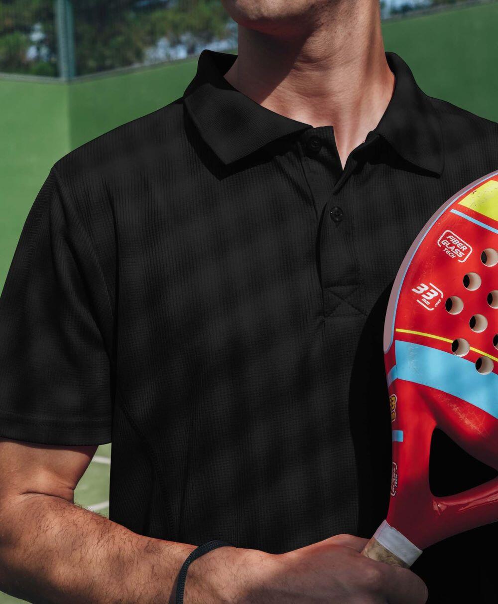 Polo de Homem da Padel Manga Curta Asioka ALTEA Preto 100% Poliéster 3/7