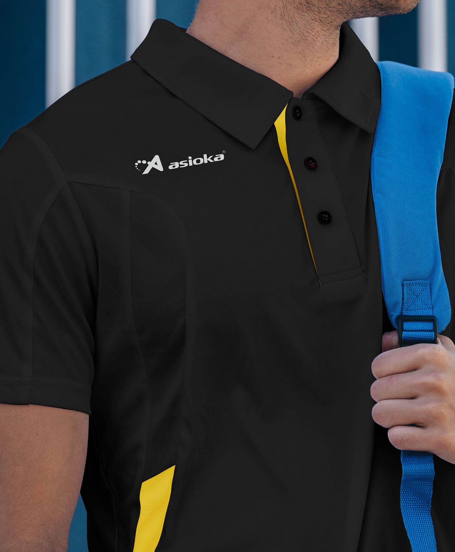 Polo Manga Corta Padel para hombre Asioka BERLÍN Negro 100% Poliéster 2/7