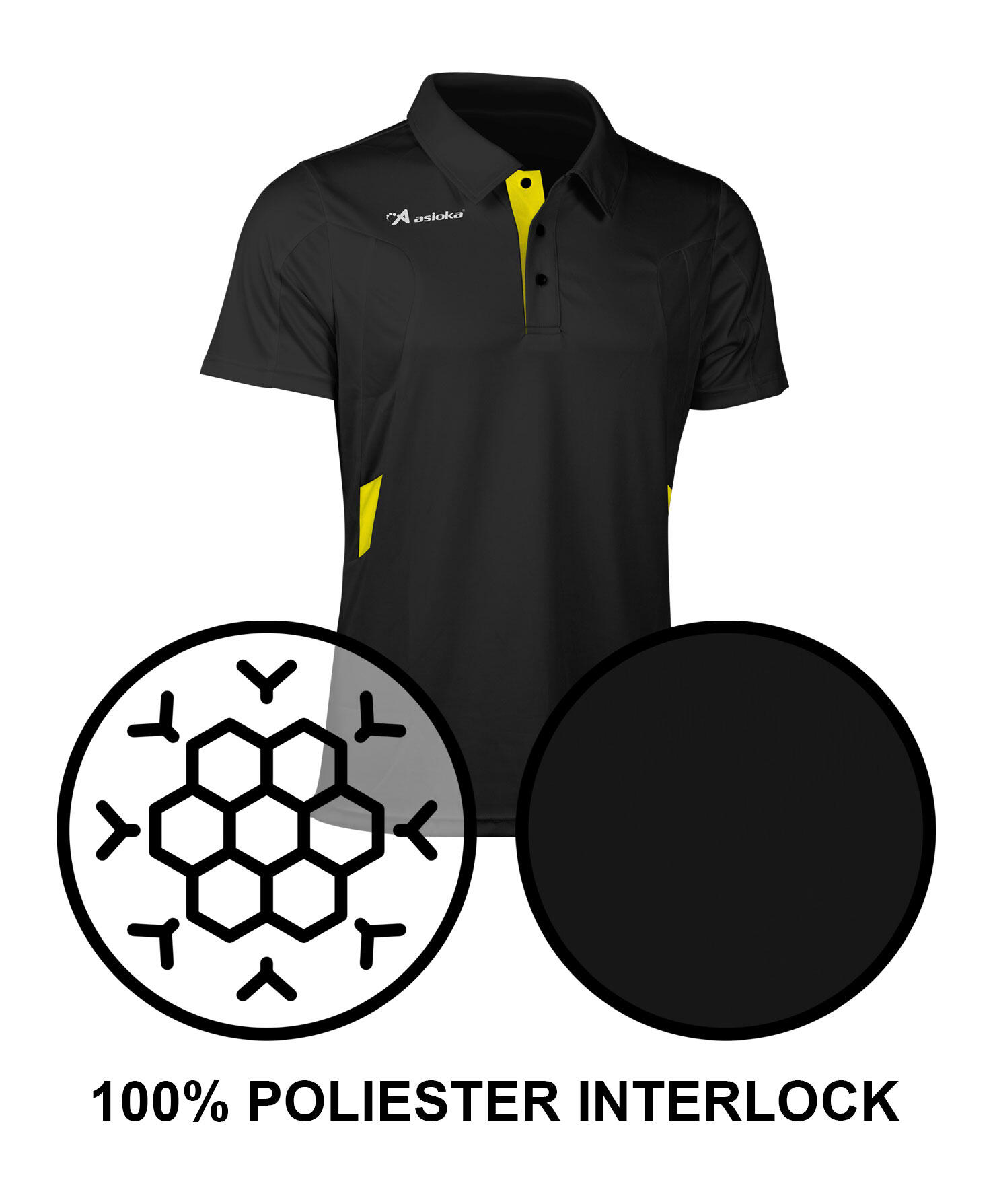 Polo Manga Corta Padel para hombre Asioka BERLÍN Negro 100% Poliéster 5/7