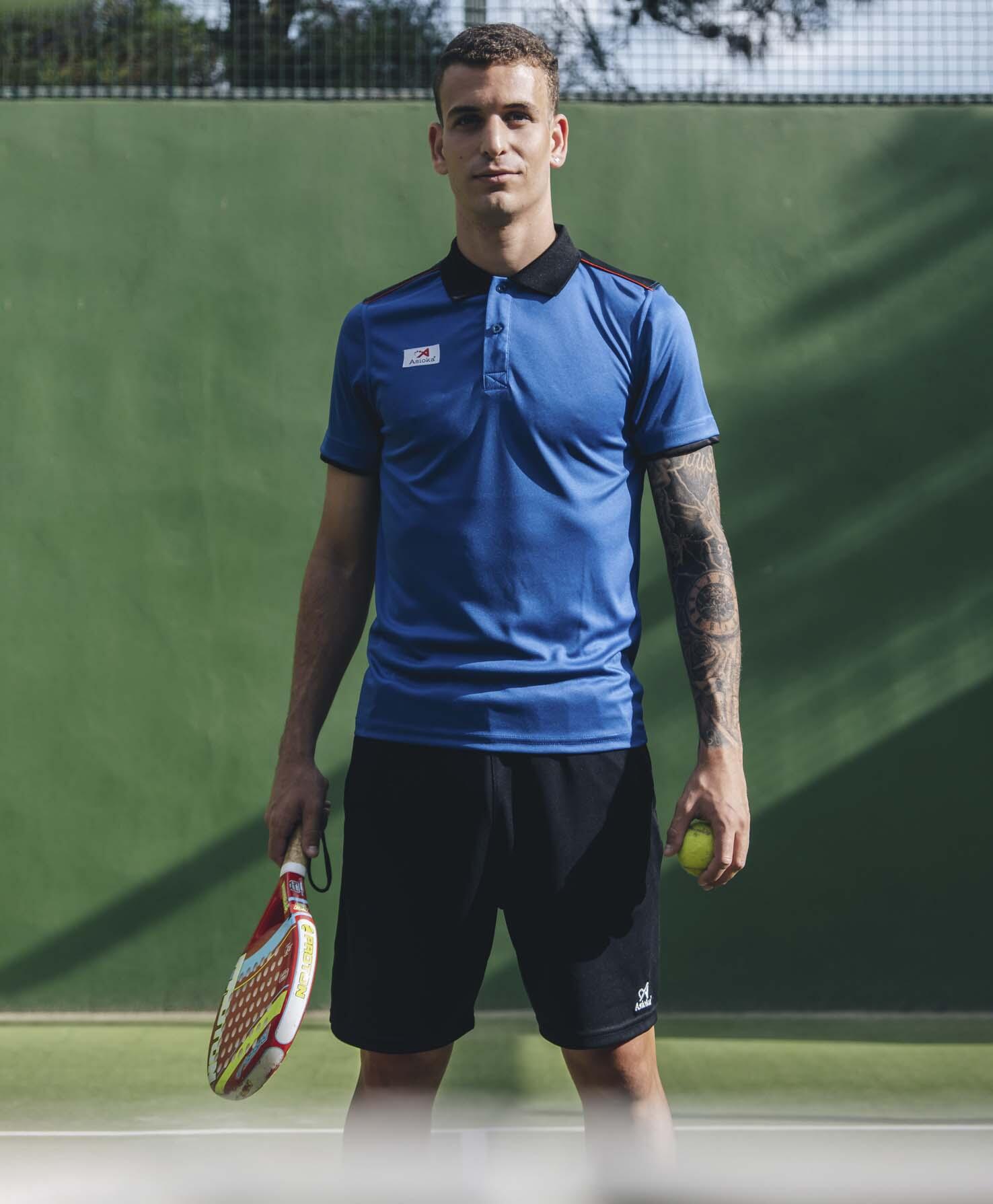 Polo de Homem da Padel Manga Curta Asioka PARIS Azul 100% Poliéster 3/6