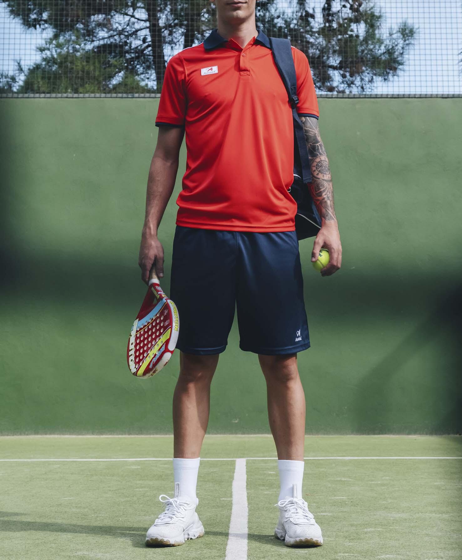 Polo de Homem da Padel Manga Curta Asioka PARIS Vermelho 100% Poliéster 3/7