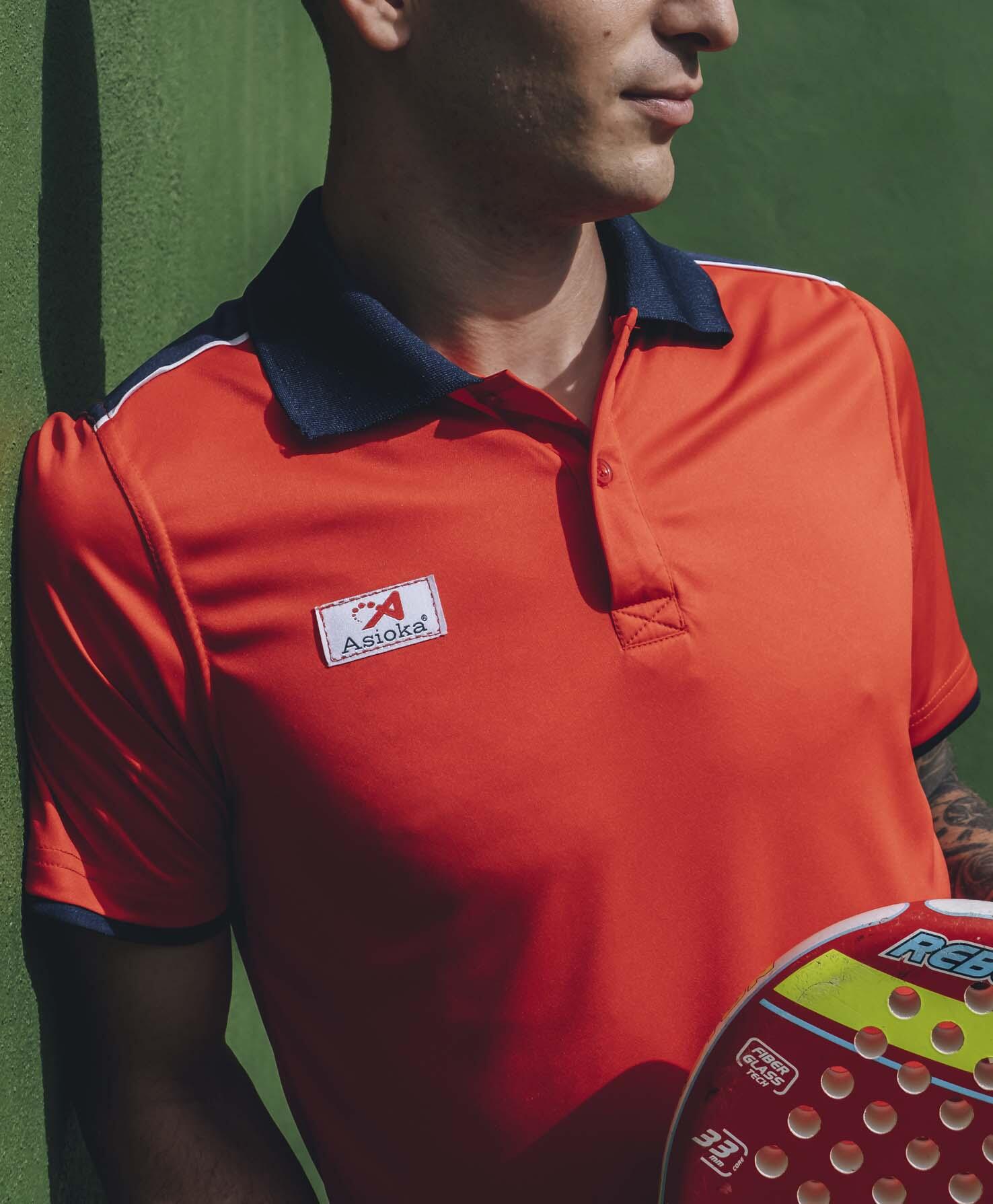 Polo de Homem da Padel Manga Curta Asioka PARIS Vermelho 100% Poliéster 2/7