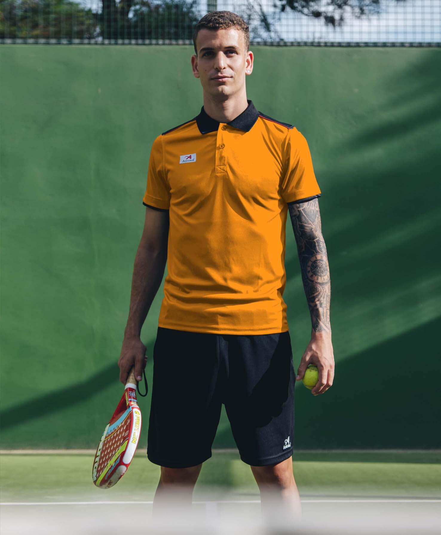 Polo de Homem da Padel Manga Curta Asioka PARIS Laranja 100% Poliéster 3/7