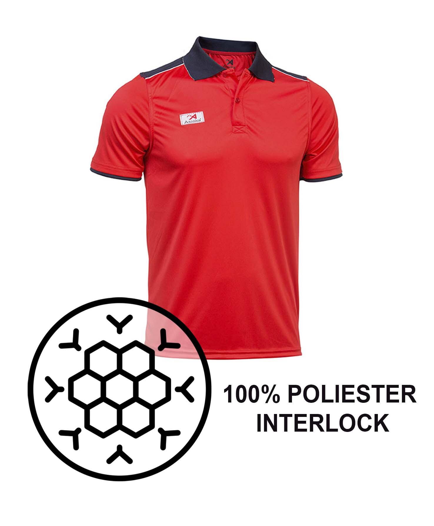Polo de Homem da Padel Manga Curta Asioka PARIS Vermelho 100% Poliéster 5/7