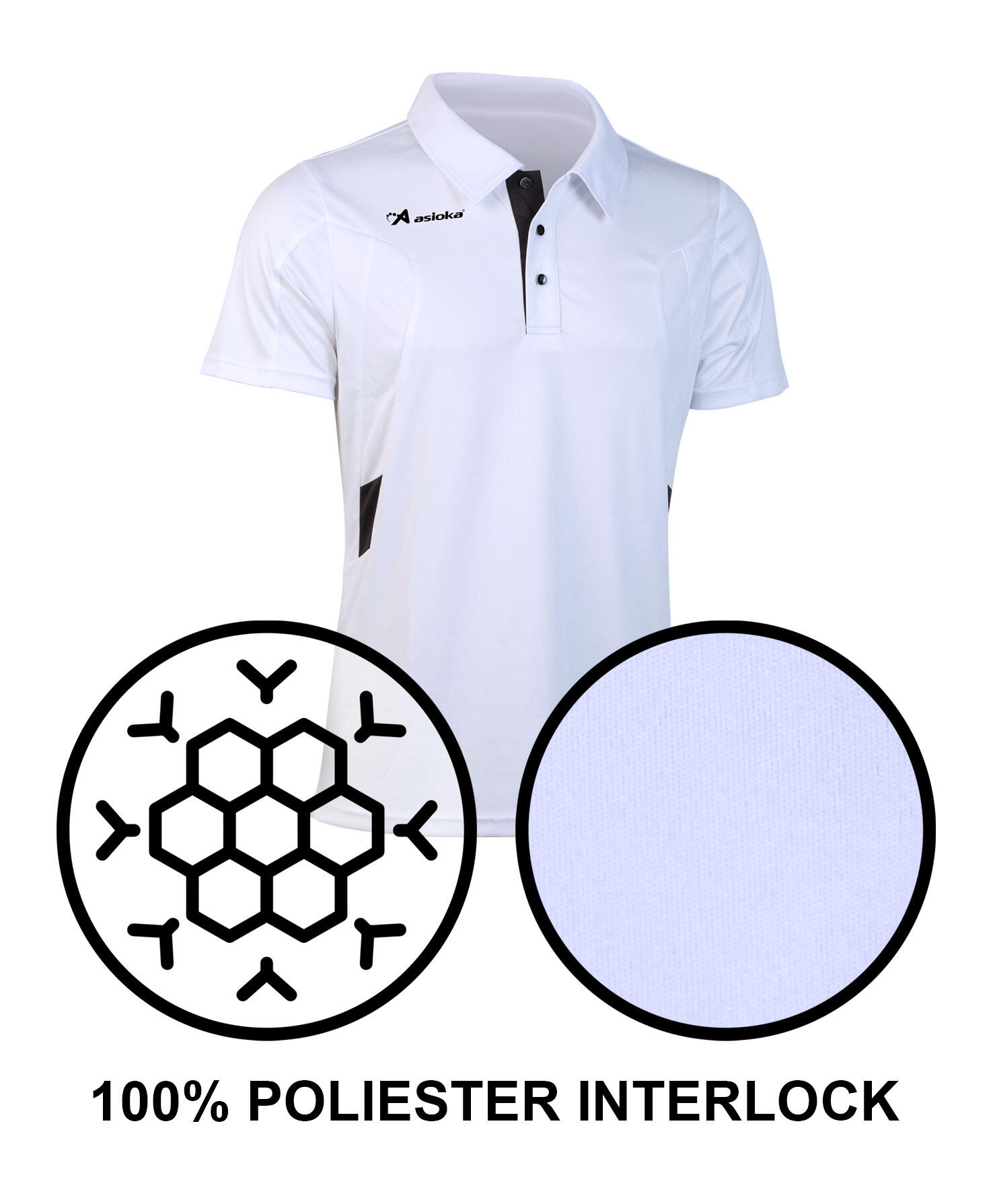 Polo Manga Corta Padel para hombre Asioka BERLÍN Blanco 100% Poliéster 5/7