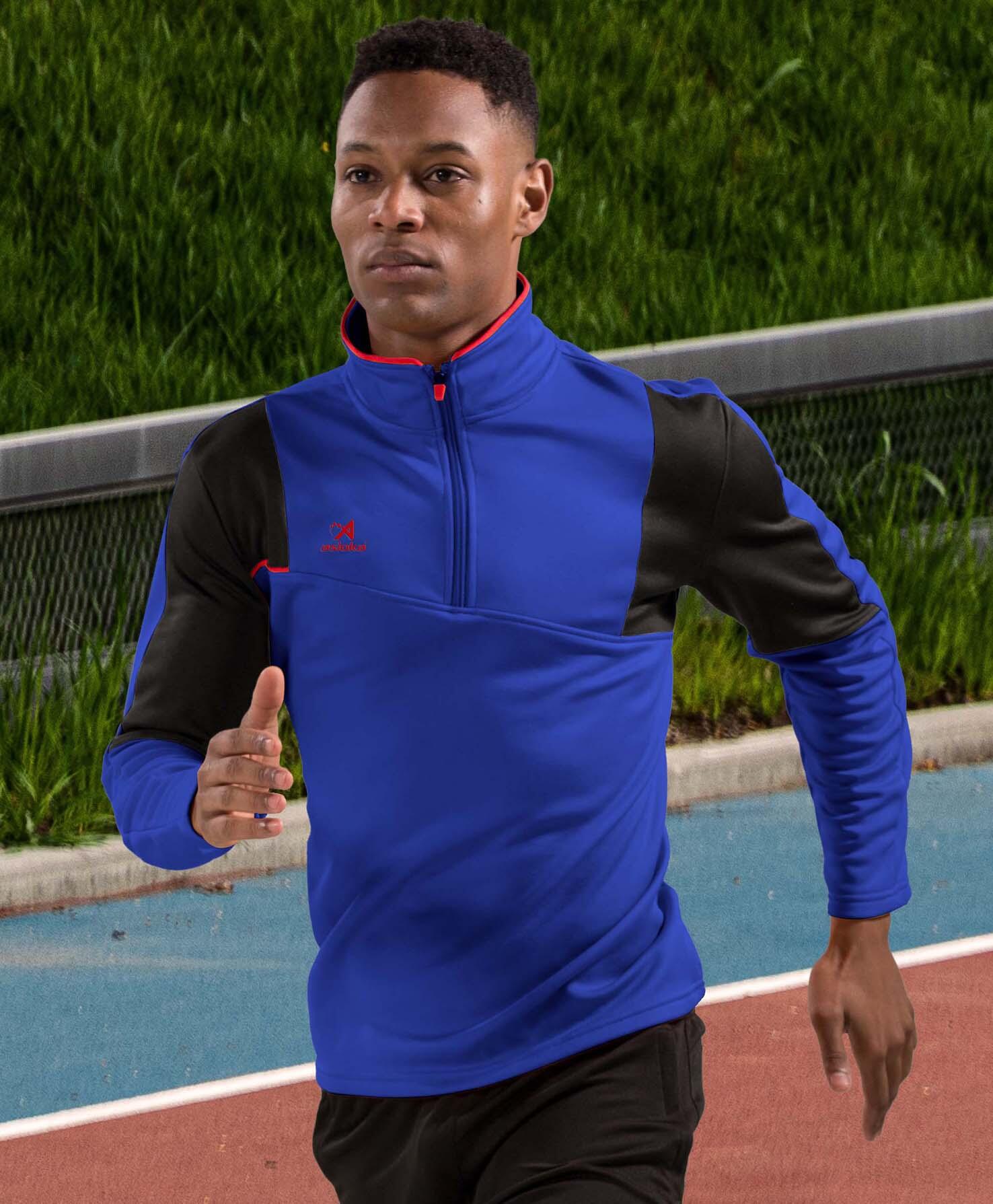 Sweatshirt de futebol para adulto Asioka PARIS com fecho até meio azul real. 3/6