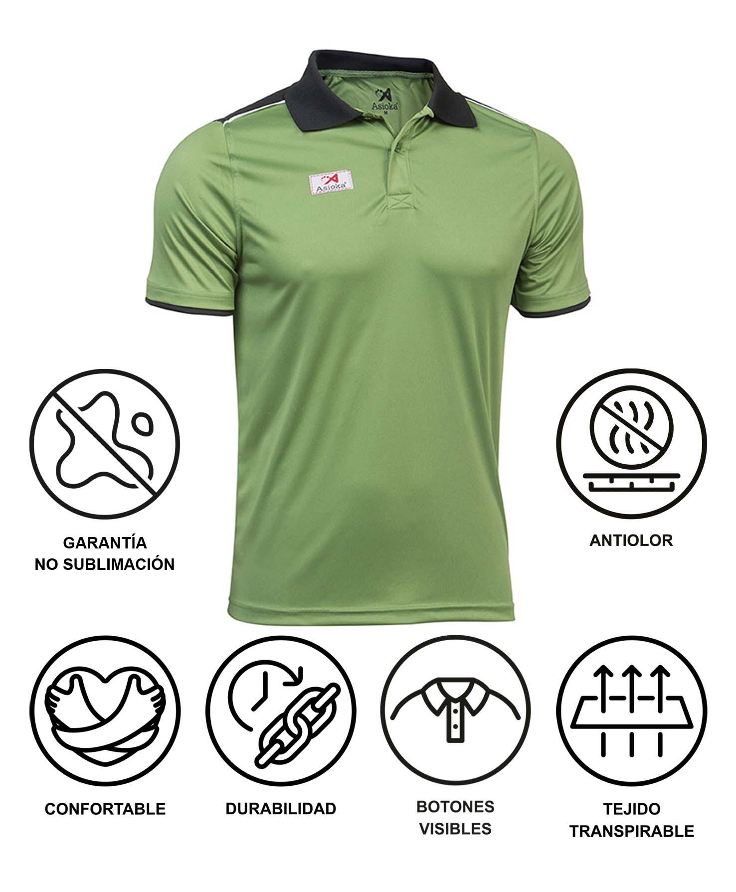 Polo de Homem da Padel Manga Curta Asioka PARIS Verde 100% Poliéster 5/6